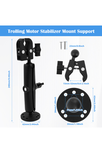 Choice black Trolling Motor Stabilizer Mount Support 360° Adjustable Tough-Cl...