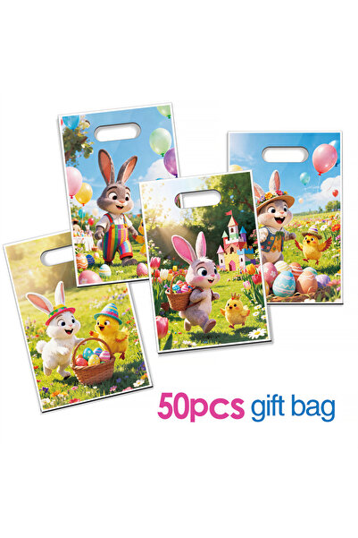 Choice J0305 50pcs Easter Bunny Egg Hunt Gift Bags Candy Packaging Handbags f...