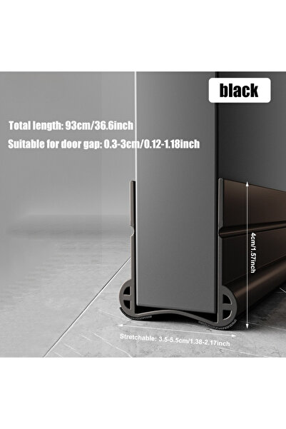 Choice Black 93cm Door Bottom Seal Strip U-Shaped PVC Draft Stopper Soundproo...
