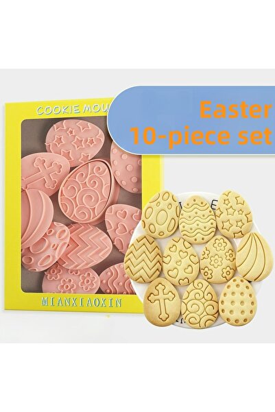 Choice ١٠ قطع من قوالب البسكويت البلاستيكية لعيد الفصح، قالب على شكل أرنب وبي...