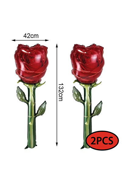 Choice بالونان من رقائق الألومنيوم على شكل وردة حمراء كبيرة (132 سم) مع وصلة ...