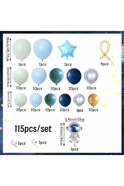 Choice كما هو موضح في الصورة، طقم قوس بالونات متعدد الألوان بتصميم فضائي، 115...