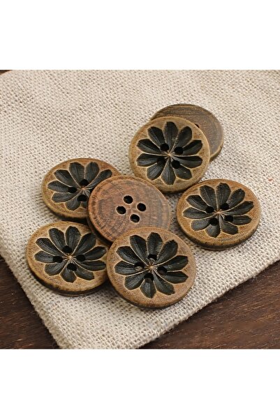 Choice 10 قطع من أزرار الخشب الطبيعي ذات المظهر العتيق - أزرار منحوتة يدويًا ...