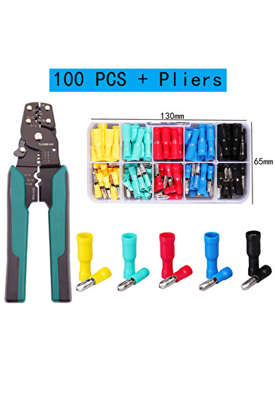 Choice 100Pcs and Pliers 100 Pcs Box-Packed Bullet Type Insulation Crimp Term...