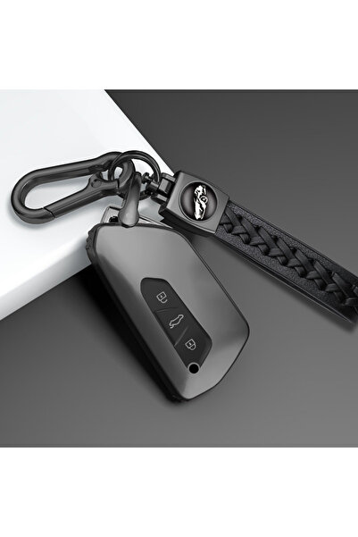 Choice جراب مفاتيح من مادة TPU الناعمة بلون رمادي، مناسب لسيارات فولكس فاجن ج...