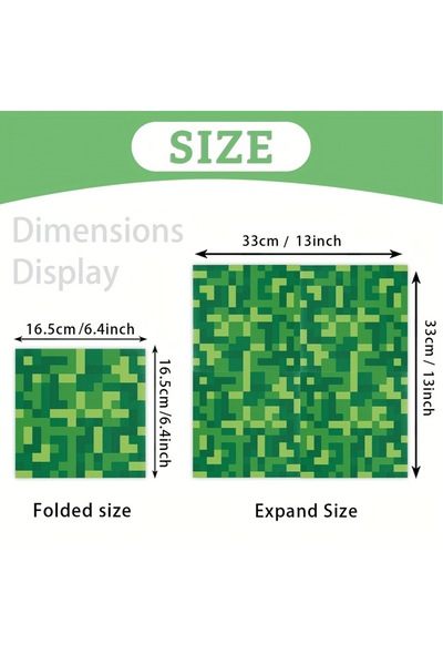 Choice J0250 20pcs Pixel Miner Style Birthday Party Grass paper tissue Gamer ...