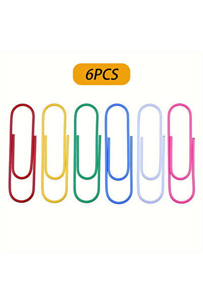 Choice 6pcs Large Paper Clips 6 Colors Rust-Proof Metal Fixed Color Paper Cli...
