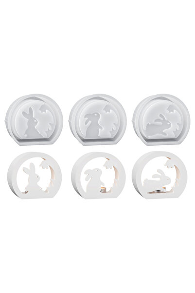 Choice1 مجموعة واحدة من قوالب حامل الشموع المجوف على شكل أرنب عيد الفصح، قالب...