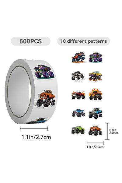 Choice ٥٠٠ قطعة/لفة ملصقات شاحنة الوحش القابلة للطي للدفاتر، ودفاتر القصاصات،...