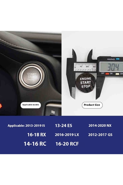 Choice غطاء زر تشغيل السيارة من ألياف الكربون لسيارات لكزس (طراز AS) - ينطبق ...