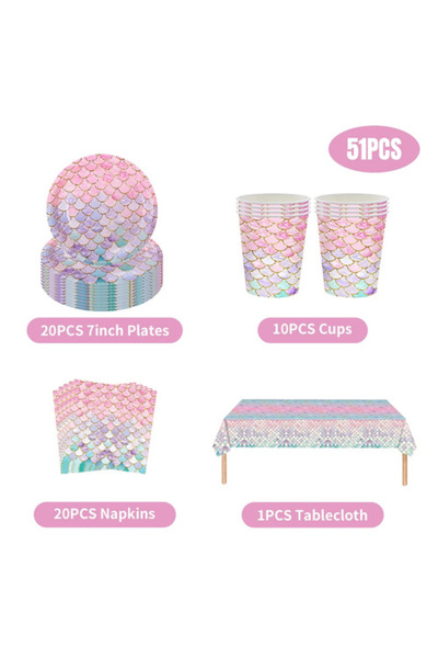 Choice مجموعة من 51 قطعة لتزيين حفلات أعياد الميلاد بطابع حورية البحر، تتضمن ...