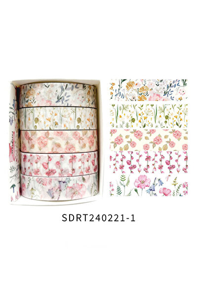 Choice 240221-1 ٥ لفات/علبة من شريط واشي بنمط حقل جبلي شتوي، يتميز بالزهور وأ...