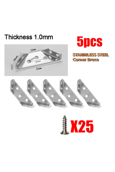 Choice 5 قطع 1.0 مع برغي 5/10/20 قطعة زاوية فولاذية مقاومة للصدأ سميكة، رمز 9...
