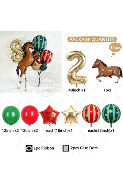 Choice 40inch 2 12pc Giant Race Horse Striped Star Balloons with 1-9 Cream Nu...