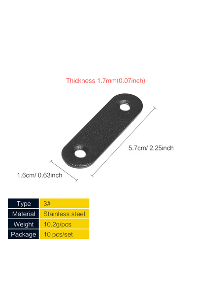 Choice 10 قطع - 57 × 16 مم، 2/4/10 قطع، دعامات معدنية مسطحة، أقواس زاوية على ...