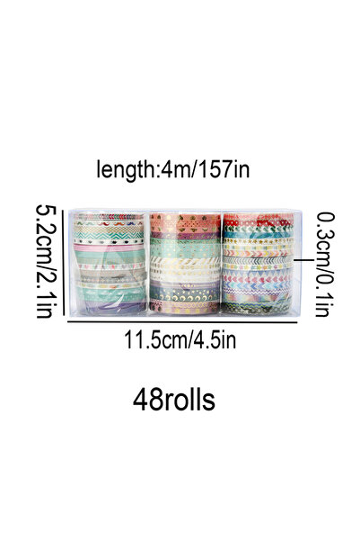 Choice SKU1 مجموعة 48 لفة من شريط واشي رفيع ذهبي اللون لتزيين دفاتر القصاصات،...