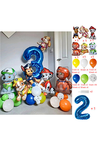 PAW PATROL مجموعة بالونات لاتكس ألومنيوم على شكل كلب كرتوني يطارد كلبًا، عبوة...