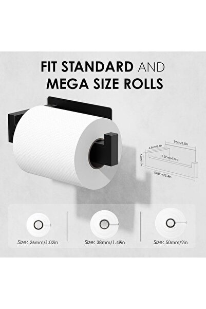 Choice حامل ورق تواليت من الفولاذ المقاوم للصدأ الأسود، علاقة مناديل، حامل ور...