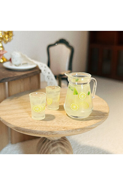 Choice ديكور بيت الدمى المصغر A2 بمقياس 1:12 - إبريق عصير ليمون وكوب لعرض مشه...