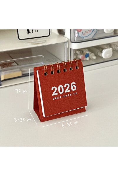 Choice تقويم مكتبي صغير وبسيط باللون الأحمر لعام 2026، تقويم حلزوني إبداعي، م...