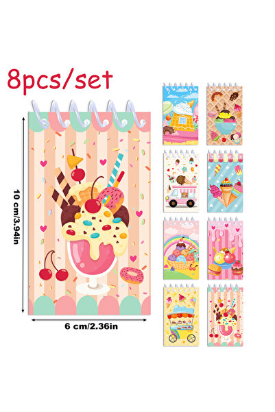 Choice XQ069-8pcs 8pcs Ice Cream Themed Mini Spiral Pocket Notebooks School D...