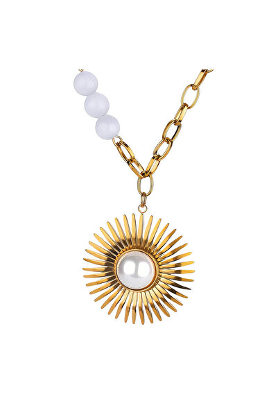 Rao Collection Colier cu flori, oțel placat cu aur de 18K