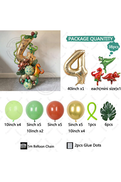 Choice As The Picture NO.4 38Pcs Years Dinosaur Birthday Party Dino Balloons ...