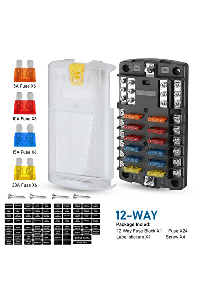 Choice1 صندوق فيوزات بـ 12 مخرجًا، صندوق فيوزات شفرة للسيارات والقوارب بـ 6/1...