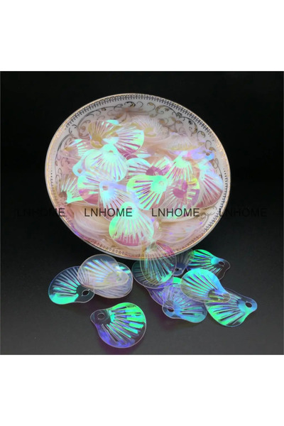 Choice ترتر أبيض شفاف AB 24 مم، وزن 50 غرام، ترتر PVC كبير سائب على شكل صدفة،...