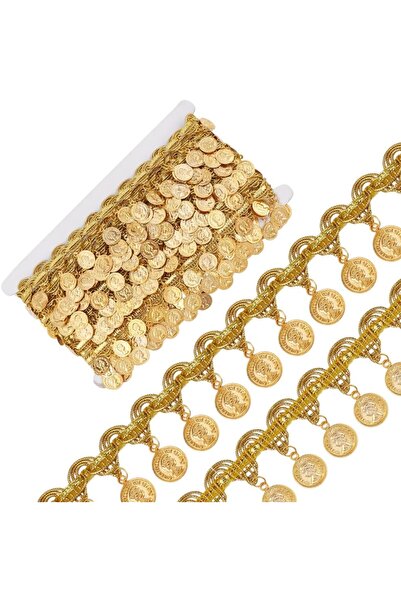 Choice شريط دانتيل مزين بشرابات ترتر على شكل عملة معدنية، بطول 10 ياردات وعرض...