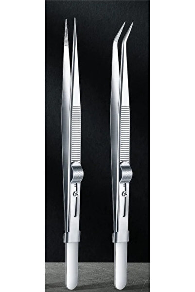 Choice1 2pcs 16CM Stainless Steel Jewelry Tweezers High Precision Slotted Buc...