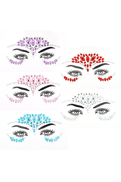 Choice مجموعة متعددة من 5 قطع من ملصقات الوجه الماسية الكريستالية، مثالية لعر...