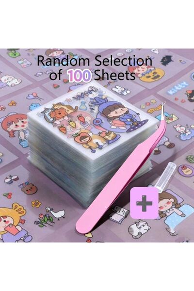 Choice S10078-A 100 قطعة/كيس ملصقات كاواي غير متكررة مقاومة للماء والزيوت بكم...