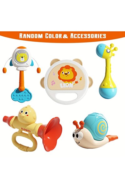 Choice مجموعة ألعاب موسيقية متعددة الألوان خمسة في واحد مع مكبرات صوت وأجراس ...