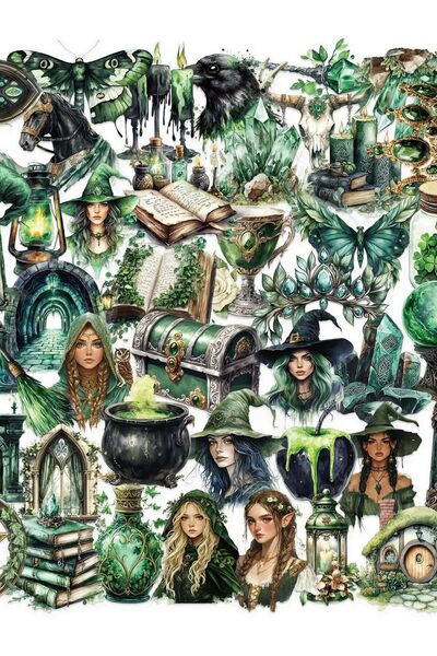 Choice 50pcs x2 50PCS Witch of the Woods Theme Stickers Scrapbooking Collage ...