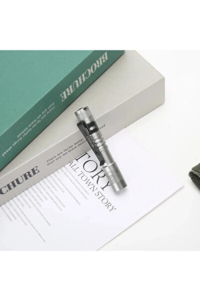 Choice مصباح يدوي صغير محمول فضي اللون بتقنية LED على شكل قلم مزود بمشبك، يعم...