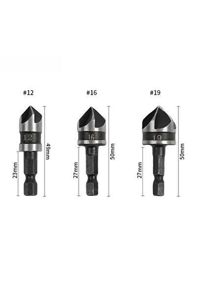 choice2 مجموعة من 3 قطع من لقم الثقب الغاطس للخشب اللين بتصميم ساق سداسي مشطو...