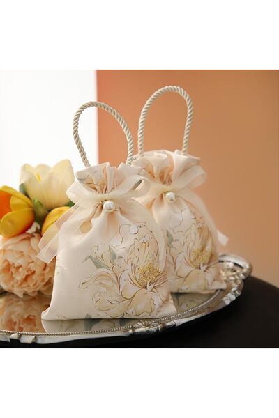 Choice ٥ زجاجات شمبانيا، ٥ أكياس هدايا من الساتان مزودة برباط ومقابض، أكياس ص...