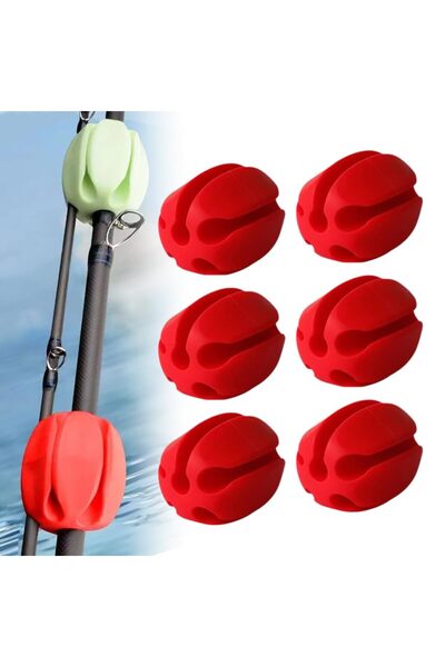 Choice غطاء حماية لقضيب الصيد، 6 قطع، أحمر، 6 قطع، مشبك تثبيت كروي لقضيب الصي...