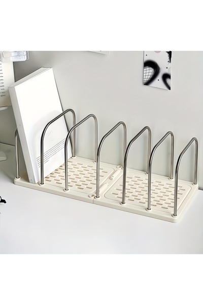 Choice رف تخزين مكتبي عصري بسيط بلون بيج، قطعة واحدة، حامل كتب صغير عمودي مقس...