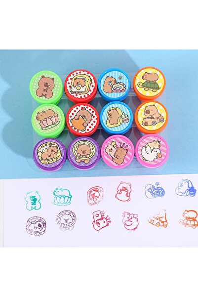 Choice 12PCS-Set 12PCS/Set Cartoon Plastic Self-ink Seal DIY Painting Capybar...