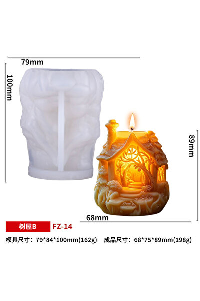 Choice قالب شموع سيليكون ثلاثي الأبعاد على شكل بيت شجرة منقوش، اصنعه بنفسك، ب...