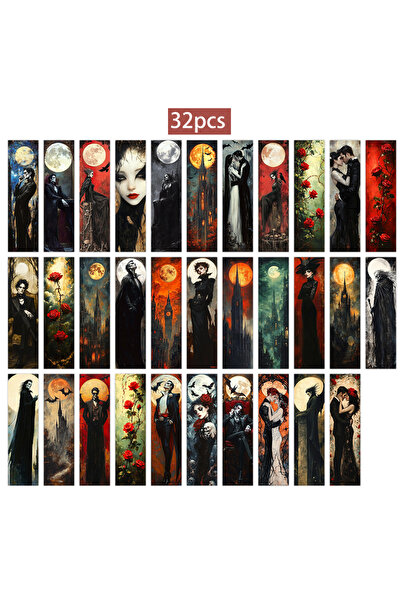 Choice Yellow 32pcs Vintage Gothic Bookmarks, Dark Aesthetic, Perfect for Tea...