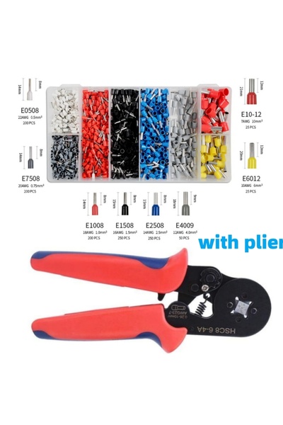 Choice 1200 قطعة من موصلات أطراف الأسلاك HSC8 6-4A، طقم كماشة اختيارية، معزول...