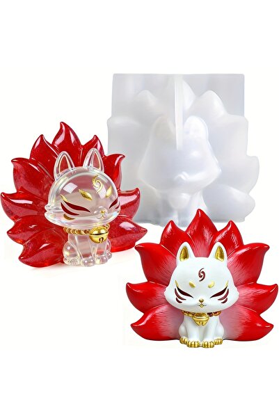 Choice Nine-tailed fox mold 3D nine-tailed fox silicone mold, fox gypsum clay...