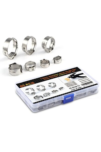 Choice 85PCS Stainless Steel Single Ear Stepless Hose Clamps Set 7mm-21mm Pip...