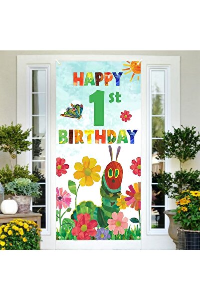 Choice green The Cute Hungry Caterpillar Happy Birthday Banner Backdrop 1 Yea...