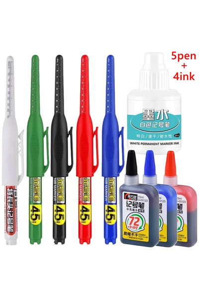 Choice ٥ أقلام، ٤ ألوان حبر متنوعة، ٤٥ مم، مقاومة للماء، رأس طويل، قلم تحديد ...