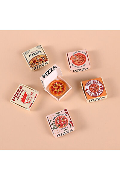 Choice مجموعة ديكور طعام بيت الدمى مكونة من 6 قطع على شكل علبة بيتزا: بيتزا ص...