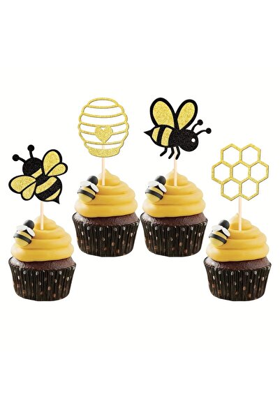 Choice 12 قطعة من زينة الكب كيك على شكل نحلة، بتصميم خلية نحل، لحفلات أعياد ا...